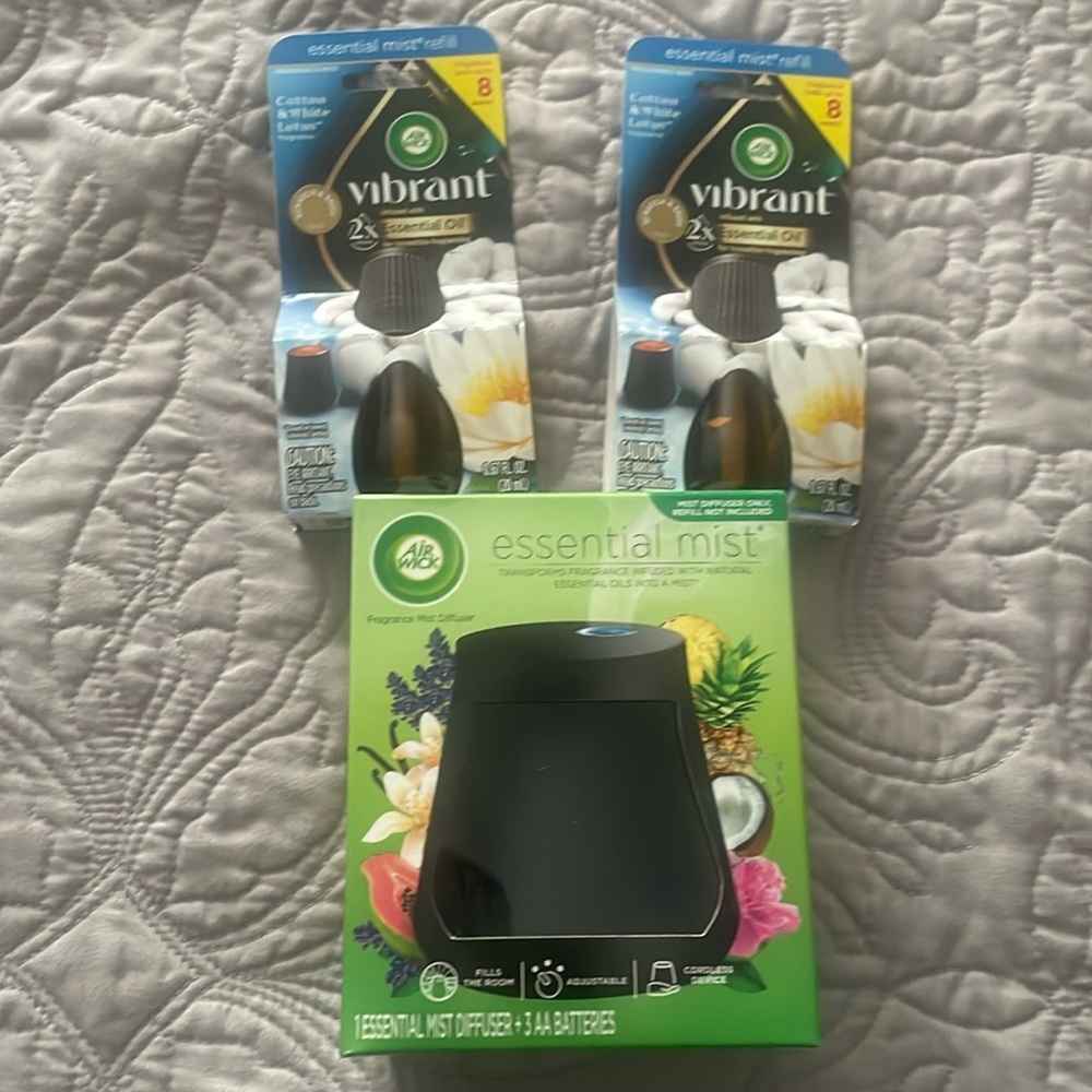 New Air Wick Essential Mist Diffuser + 2 mist refill Bundle Set - Picture 12 of 12
